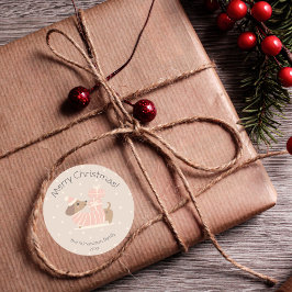 Frohe Weihnachts-Dackel mit Presents Runder Aufkleber