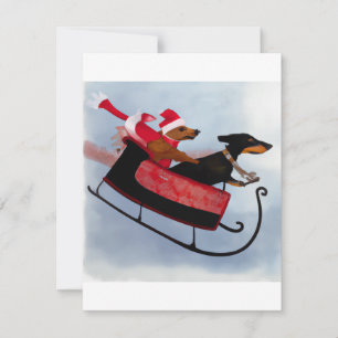 Frohe Weihnachts-Dackel Sleigh Card Feiertagskarte