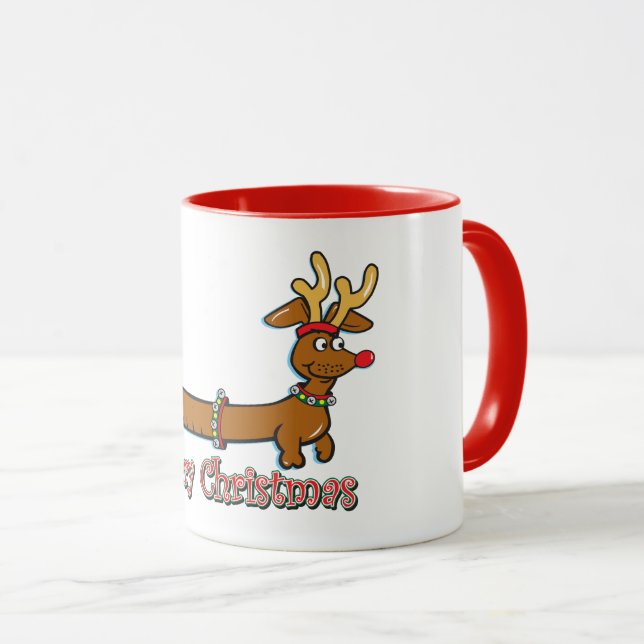Frohe Weihnachts-Dackel Tasse (VorderseiteRechts)