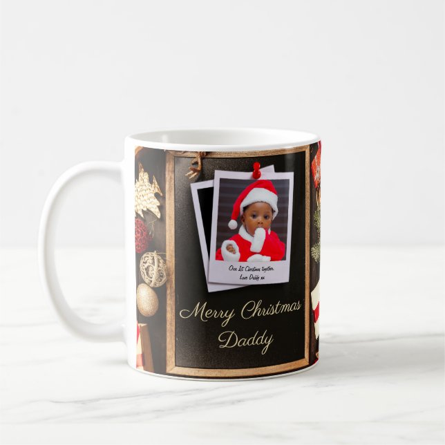 Frohe Weihnachts-Daddy-Familienfoto-Vorlage Kaffeetasse (Links)