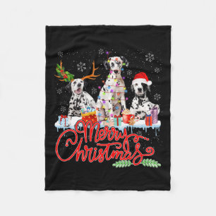 Frohe Weihnachts-Dalmatiner Hogs Santa Reindeer Li Fleecedecke