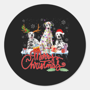 Frohe Weihnachts-Dalmatiner Hogs Santa Reindeer Li Runder Aufkleber