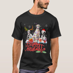 Frohe Weihnachts-Dalmatiner Hogs Santa Reindeer Li T-Shirt