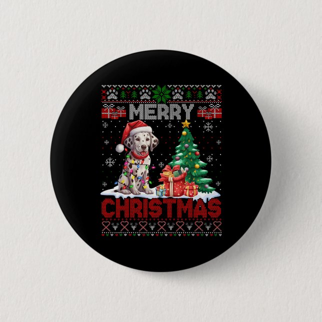 Frohe Weihnachts-Dalmatiner Hund Lover Familie Ugl Button (Vorderseite)