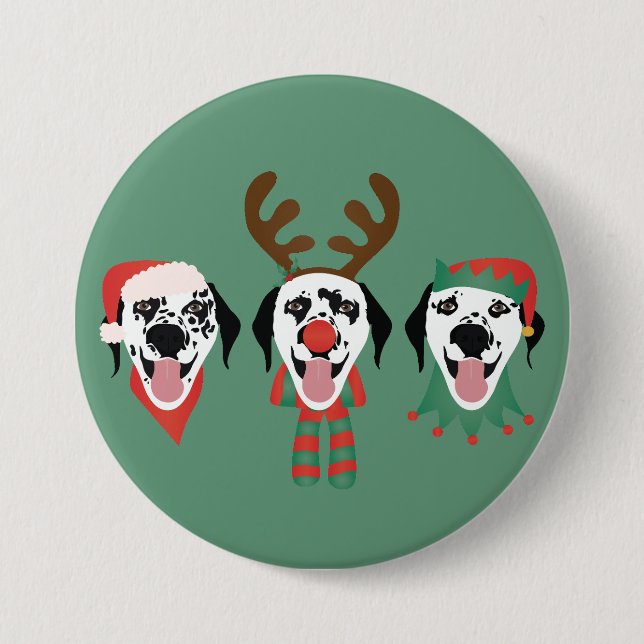 Frohe Weihnachts-Dalmatiner-Hunde Button (Vorderseite)