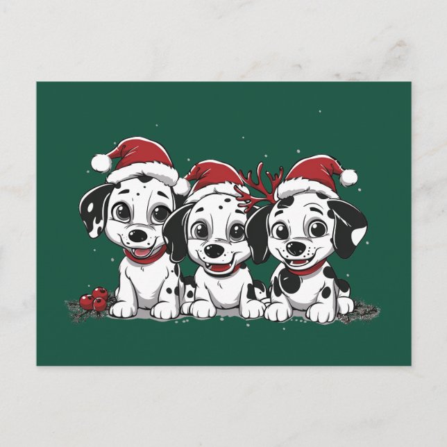 Frohe Weihnachts-Dalmatiner-Hunde Feiertagspostkarte (Vorderseite)