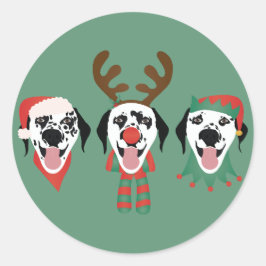 Frohe Weihnachts-Dalmatiner-Hunde Runder Aufkleber