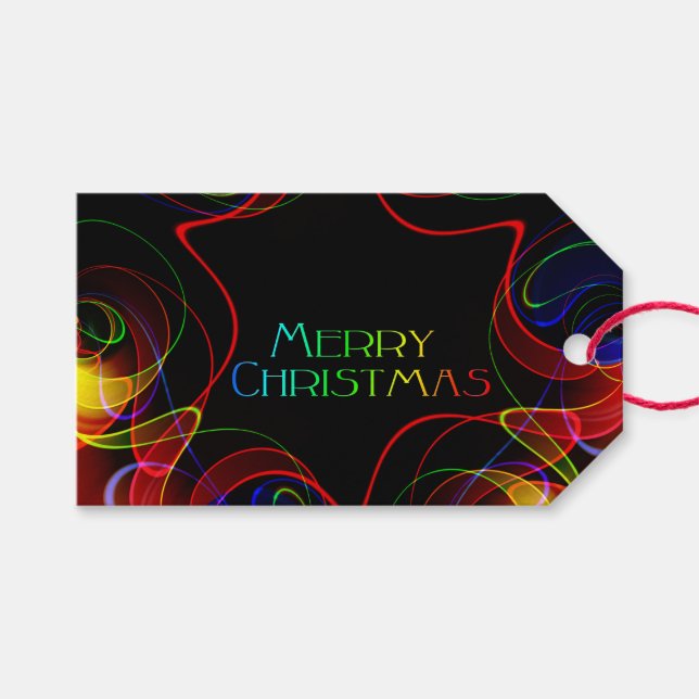 Frohe Weihnachts Designer Geschenktasten Geschenkanhänger (Vorderseite (Horizontal))