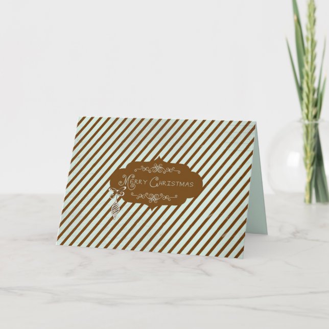 Frohe Weihnachts-Diagonal Stripe Grußkarte Feiertagskarte (Vorderseite)