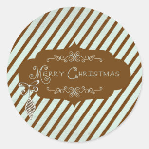 Frohe Weihnachts-Diagonal Stripe-Round-Aufkleber Runder Aufkleber