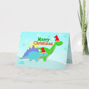 Frohe Weihnachts-Dinosaurierkarte Feiertagskarte