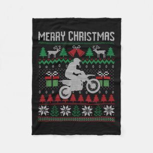 Frohe Weihnachts-Dirt-Bike Santa Funny Familienspi Fleecedecke