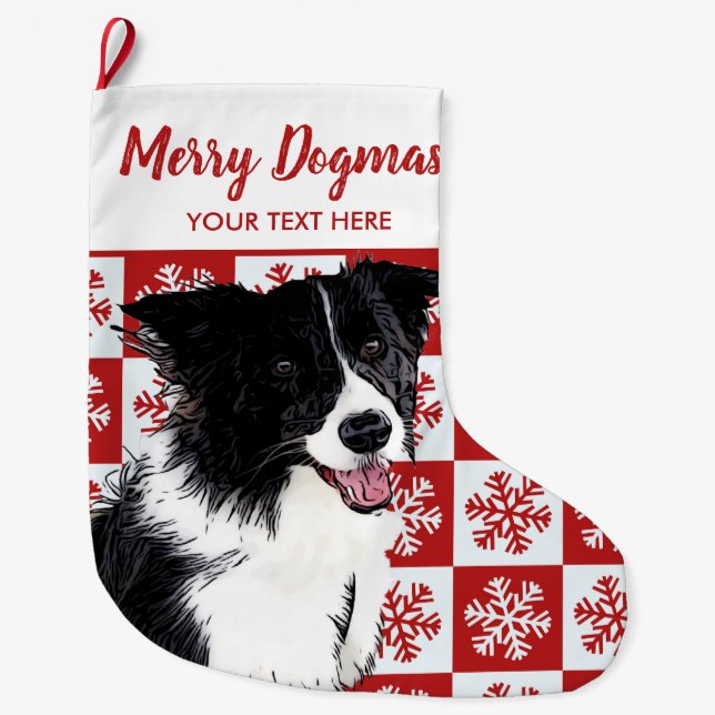 Frohe Weihnachts Dogmas Border Collie Festive Hund Großer Weihnachtsstrumpf (Vorderseite)