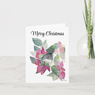 Frohe Weihnachts-Dunkle Mit Augen Junco Bird-Urlau Karte