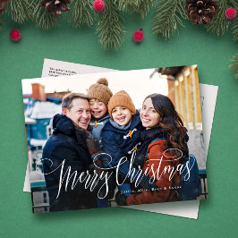 Frohe Weihnachts einfache Skriptfamilie Foto Feiertagspostkarte