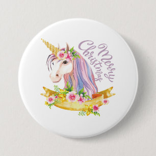 Frohe Weihnachts Einhorn Button Button