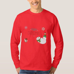 Frohe Weihnachts-Eisbär mit Schneeflocken T-Shirt