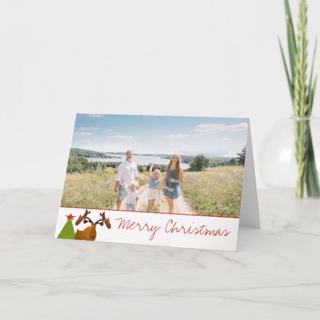 Frohe Weihnachts-Elche-Foto Feiertagskarte (Vorderseite)
