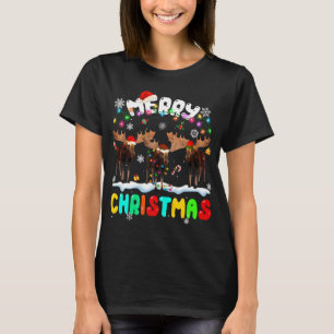 Frohe Weihnachts Elche Lover Weihnachtsmannmütze W T-Shirt