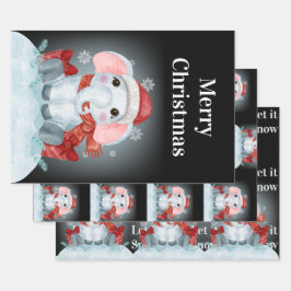 Frohe Weihnachts-Elefantenwrapping Paper Sheets Geschenkpapier Set