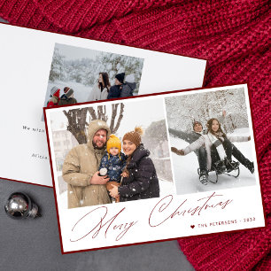 Frohe Weihnachts-elegante Drehbuch einfach 3 Foto Feiertagskarte