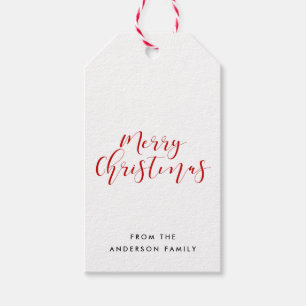 Frohe Weihnachts-elegante rote Kalligrafie Geschenkanhänger