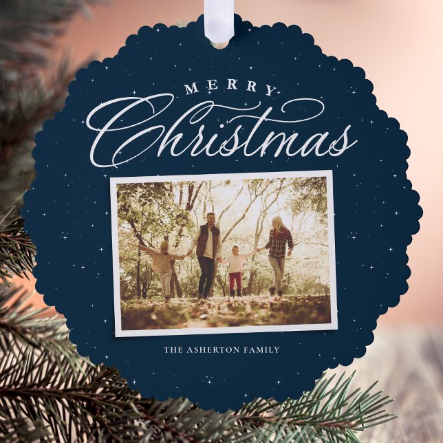 Frohe Weihnachts elegante vier Foto Kollektion Mar Ornament Karte (Von Creator hochgeladen)