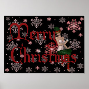 Frohe Weihnachts-Elf Design 1 - Feiertage Print Poster