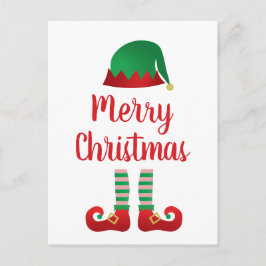 Frohe Weihnachts-Elf Outfit Red Typografy Postkarte