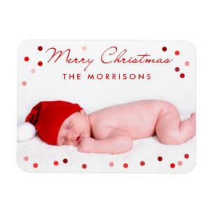 Frohe Weihnachts-Familie Baby mit roten Punkten Magnet