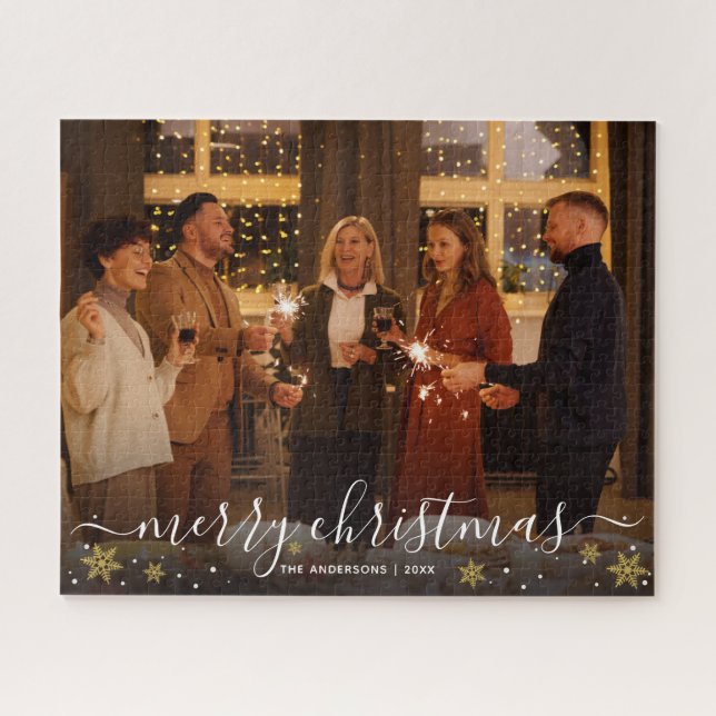 Frohe Weihnachts Familie Foto Gedenken (Horizontal)