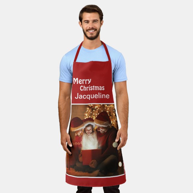 Frohe Weihnachts Familie Foto Kind personalisieren Schürze (Getragen)