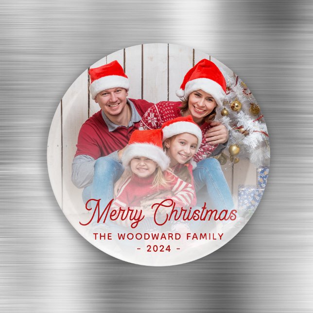Frohe Weihnachts Familie Foto Rote Schrift Magnet (Von Creator hochgeladen)