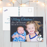 Frohe Weihnachts Familie Foto Snowman Postcard Feiertagspostkarte<br><div class="desc">Individuell gestaltete Postkarten sind eine erschwingliche Möglichkeit,  Ihre Weihnachtskarten-Weihnachtsgrüße an Ihre Familie und Freunde personalisiert zu machen.</div>