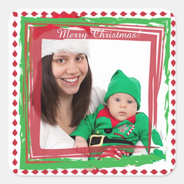 Frohe Weihnachts Familie Foto Stickers (Vorderseite)