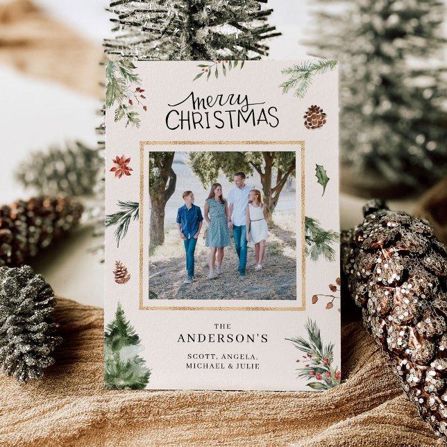Frohe Weihnachts Familie Foto Wild Forrest Card Einladung (Von Creator hochgeladen)