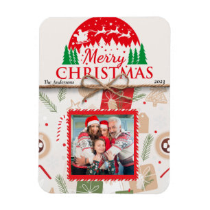 Frohe Weihnachts-Familie Magnet Fotokarte