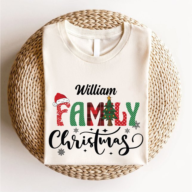 Frohe Weihnachts-Familienname passt modern T-Shirt (Merry Christmas Family Name Matching modern T-Shirt)