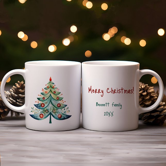 Frohe Weihnachts Familienurlaubskarte Kaffeetasse (Personalized Christmas mug family gift)