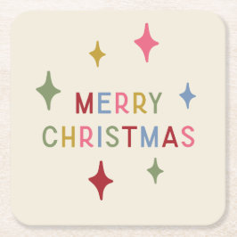 Frohe Weihnachts-farbige Mod Typografie Rechteckiger Pappuntersetzer