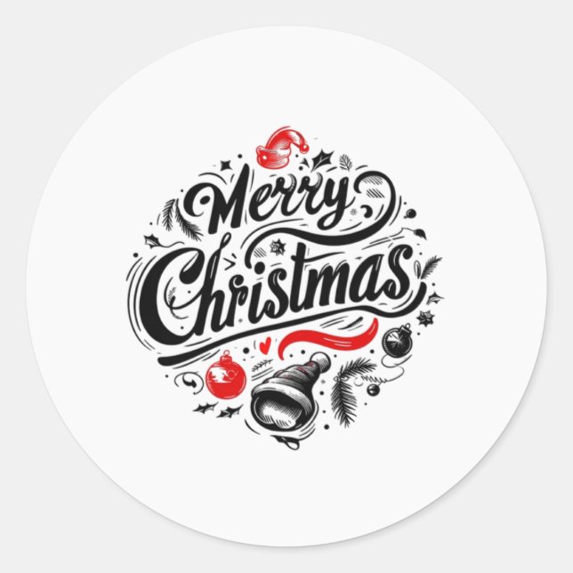 "Frohe Weihnachts-Feier" Runder Aufkleber (Vorderseite)