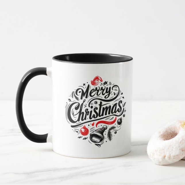 "Frohe Weihnachts-Feier" Tasse (Mit Donut)