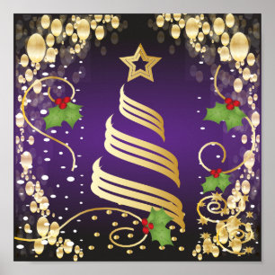 Frohe Weihnachts Feierliche Leidenschaft Lila und  Poster