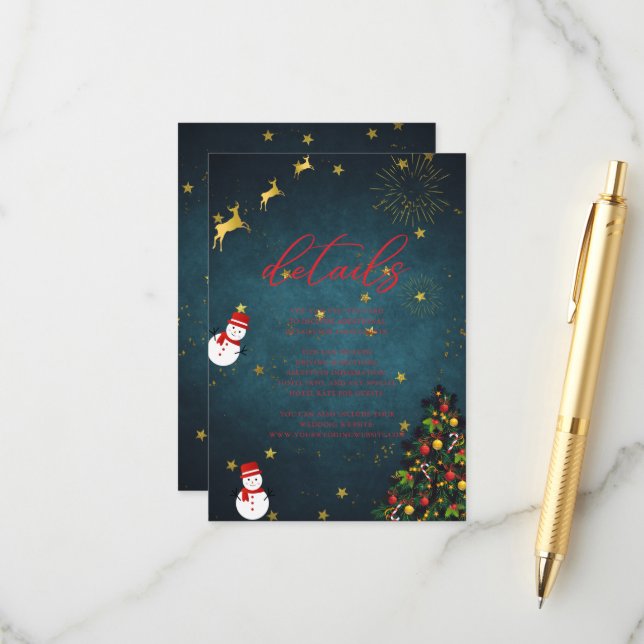 Frohe Weihnachts-Feiertag Gastdetails Begleitkarte (Vorderseite/Rückseite Beispiel)