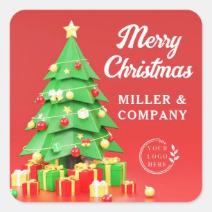 Frohe Weihnachts Feiertage Corporate Logo Quadratischer Aufkleber
