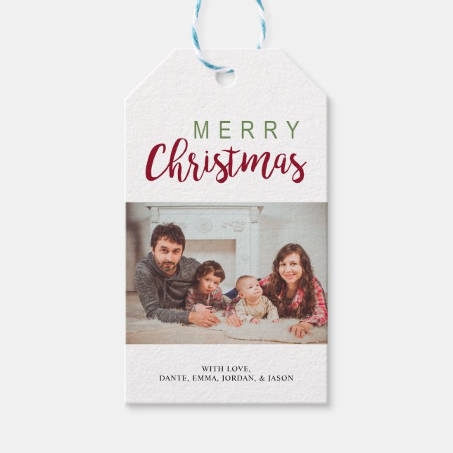 Frohe Weihnachts-Feiertage Familienfest Foto Geschenkanhänger (Vorderseite)