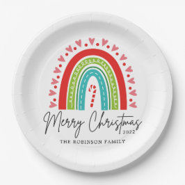 Frohe Weihnachts-Festival Regenbogen Candy Cane He Pappteller