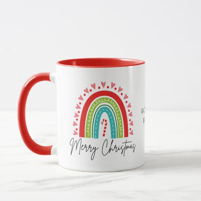 Frohe Weihnachts-Festival Regenbogen Candy Cane He Tasse (Links)