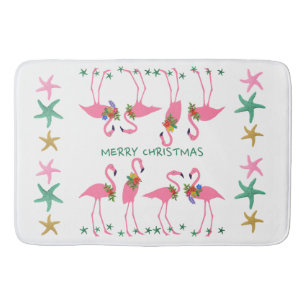 Frohe Weihnachts Flamingoes Starfish Dekoration Badematte