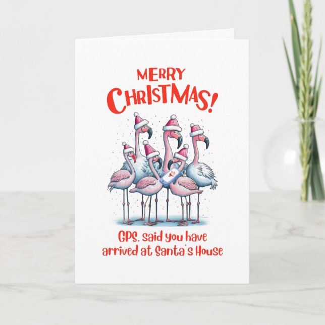 Frohe Weihnachts Flamingos Besuch Santa Programm (Vorderseite)